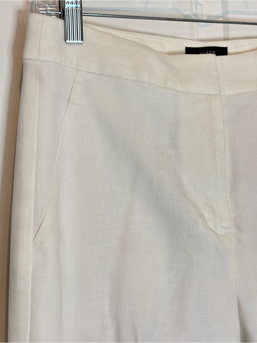 J. Crew Kate White Linen Blend Lined Straight Leg Pants 4 - Picture 3 of 14